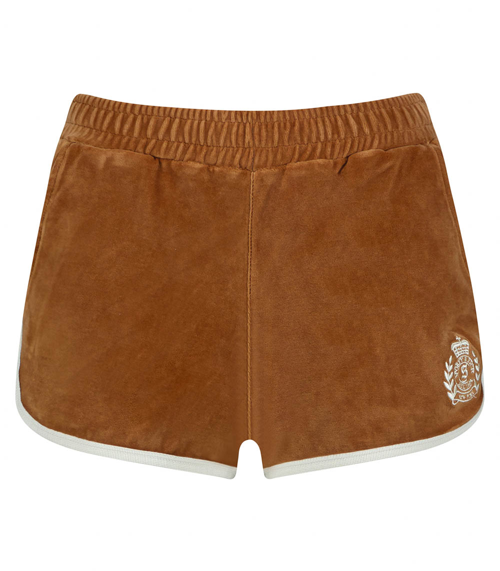 Disco shorts in NY Crest velvet Tobacco/Cream Sporty & Rich