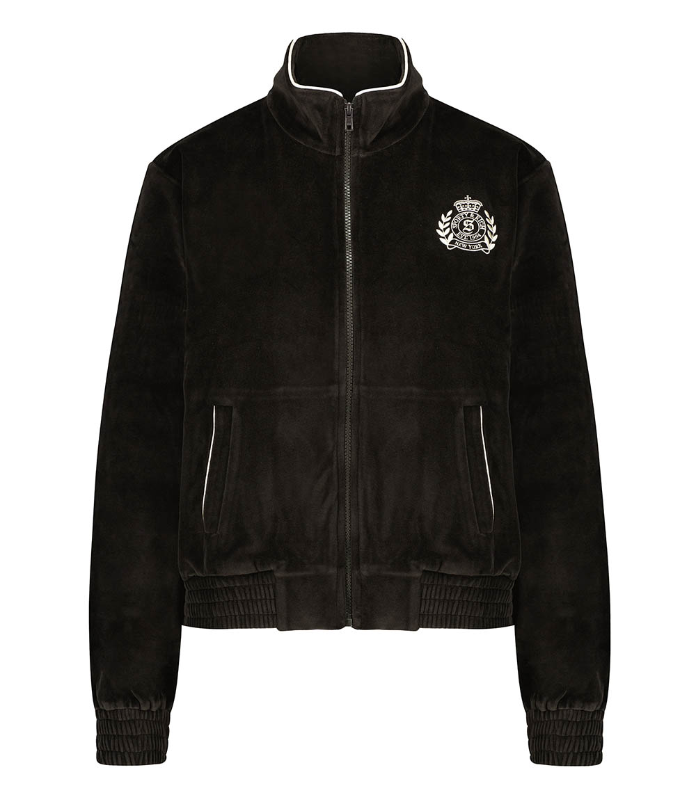 NY Crest Chocolate/Cream Sporty & Rich velour tracksuit jacket