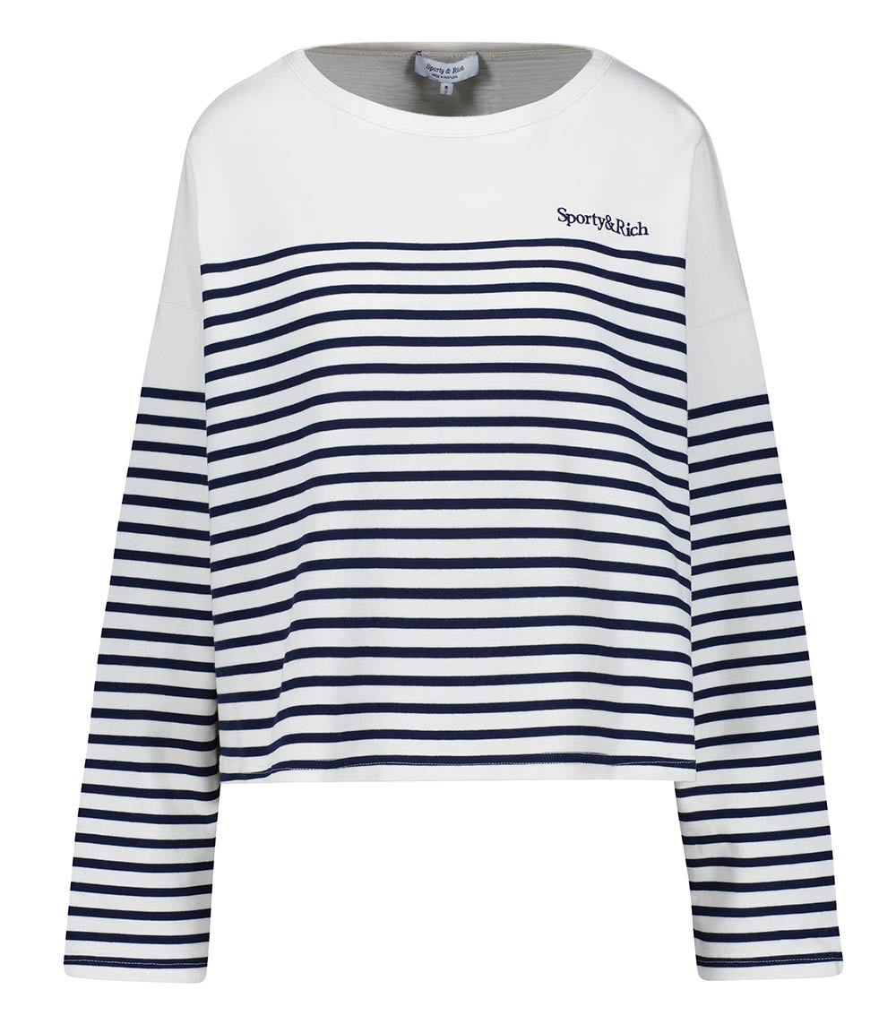 Cropped Serif Logo Marinière Off White Sporty & Rich Sweater