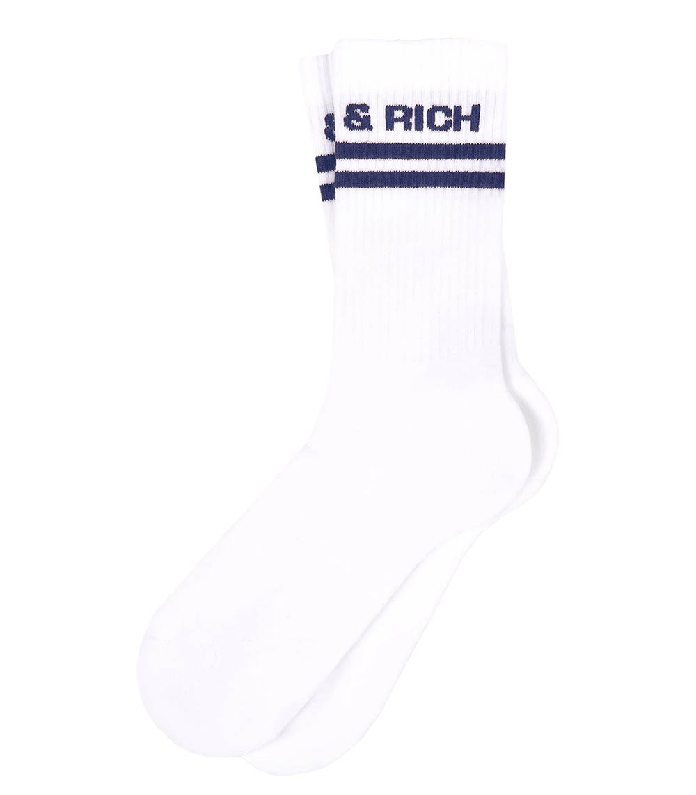 Bold Logo White / Navy Sporty & Rich Socks