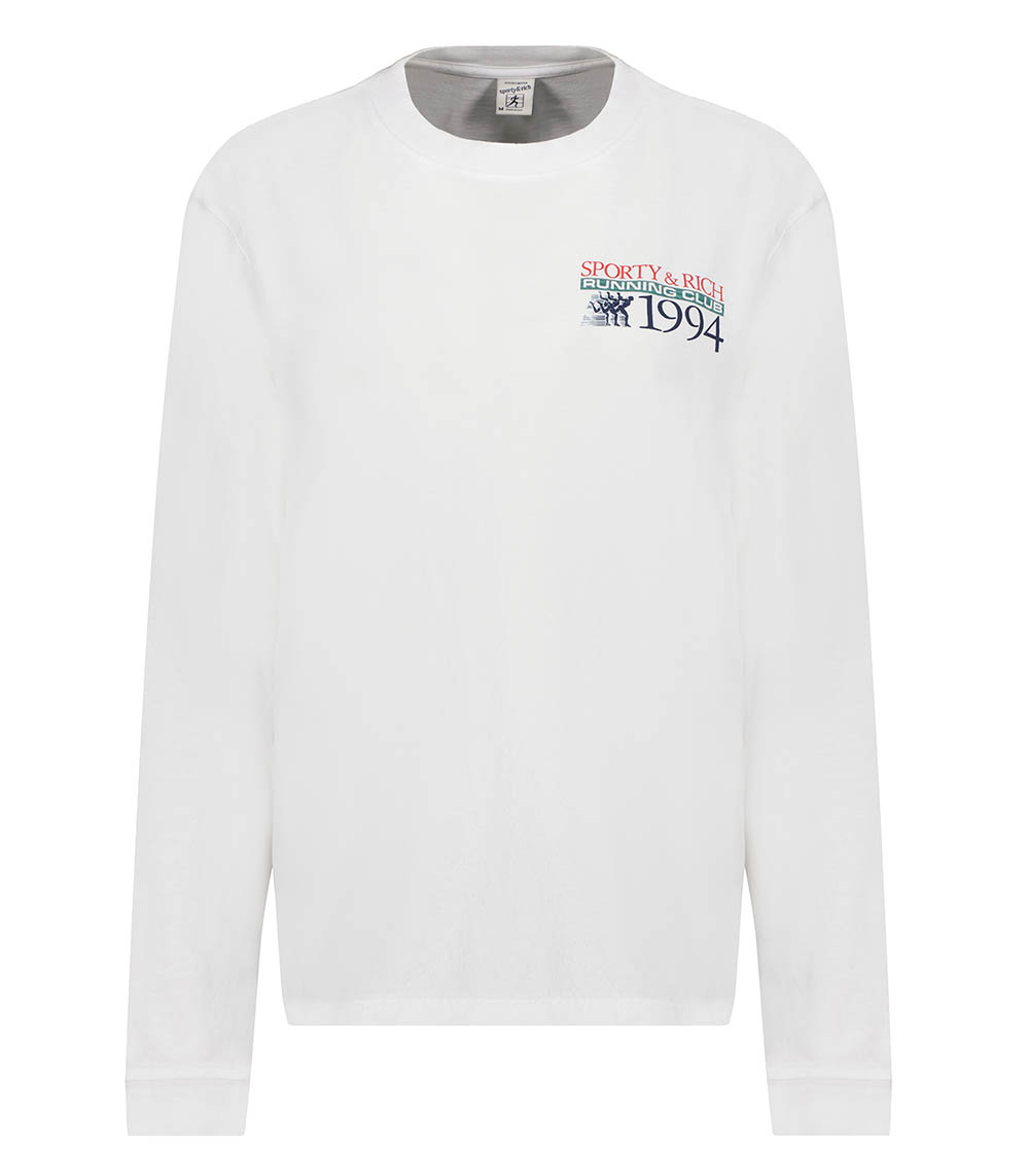 Finish Line White Sporty & Rich long-sleeve T-shirt