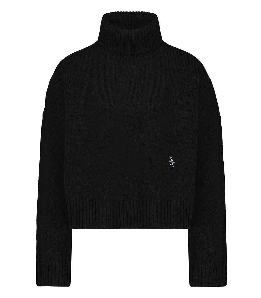 SRC Cropped Black wool turtleneck sweater Sporty & Rich