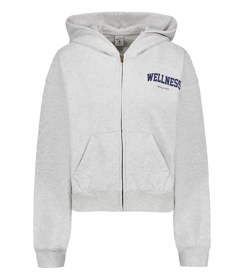 Hoodie Wellness Ivy Cropped Heather Gray/Navy Sporty & Rich