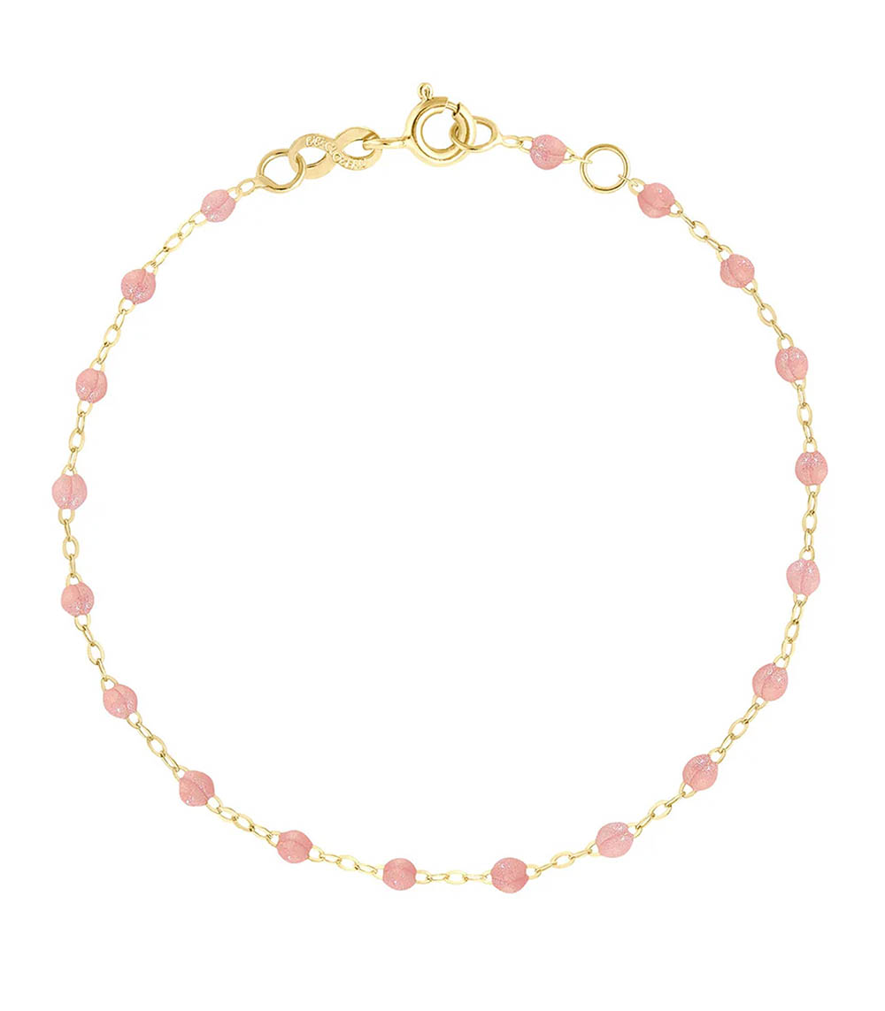 Yellow Gold Anklet with Resin Beads 24 cm Gigi Clozeau