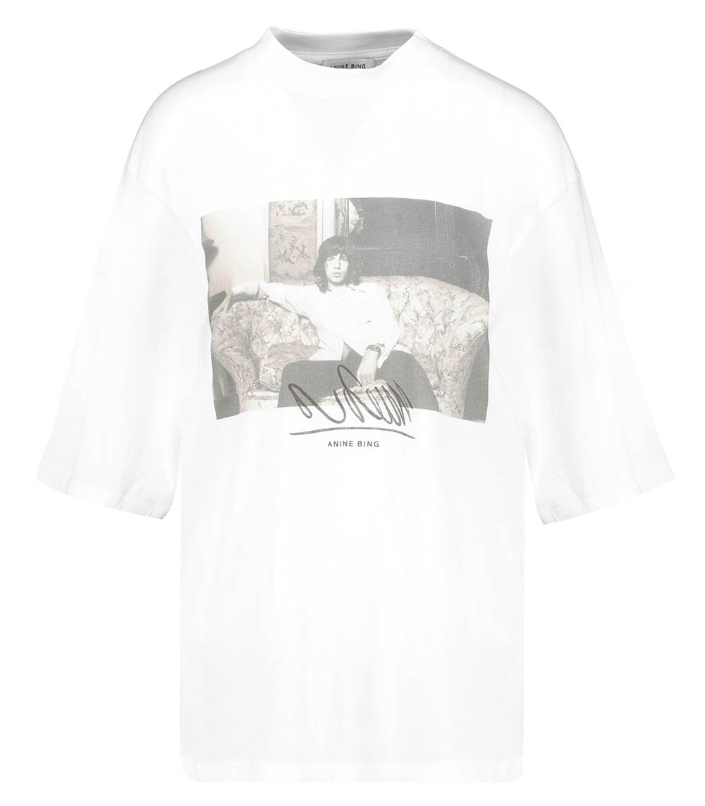 Avi Mick Jagger Ivory short-sleeved T-shirt Anine Bing