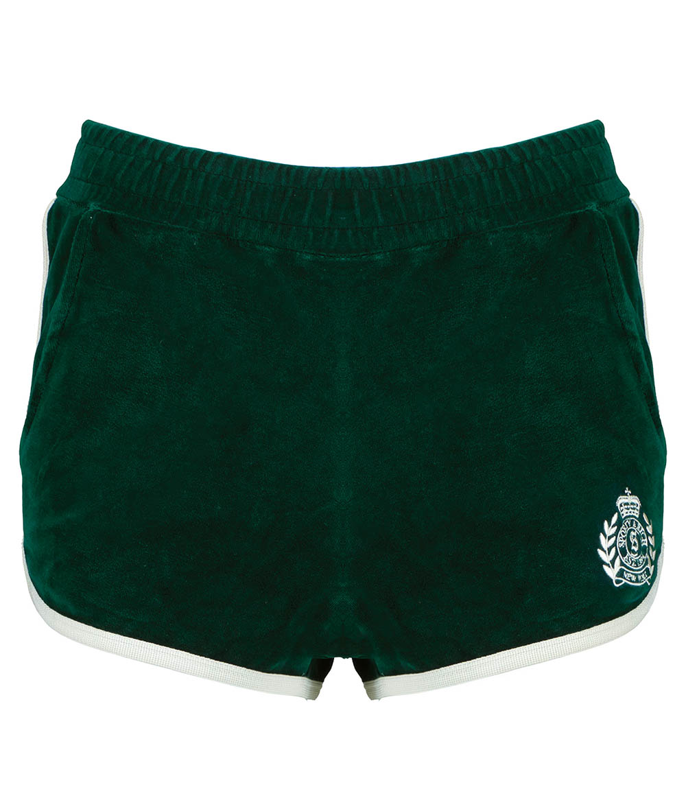 NY Crest Velour Forest/Cream Sporty & Rich shorts