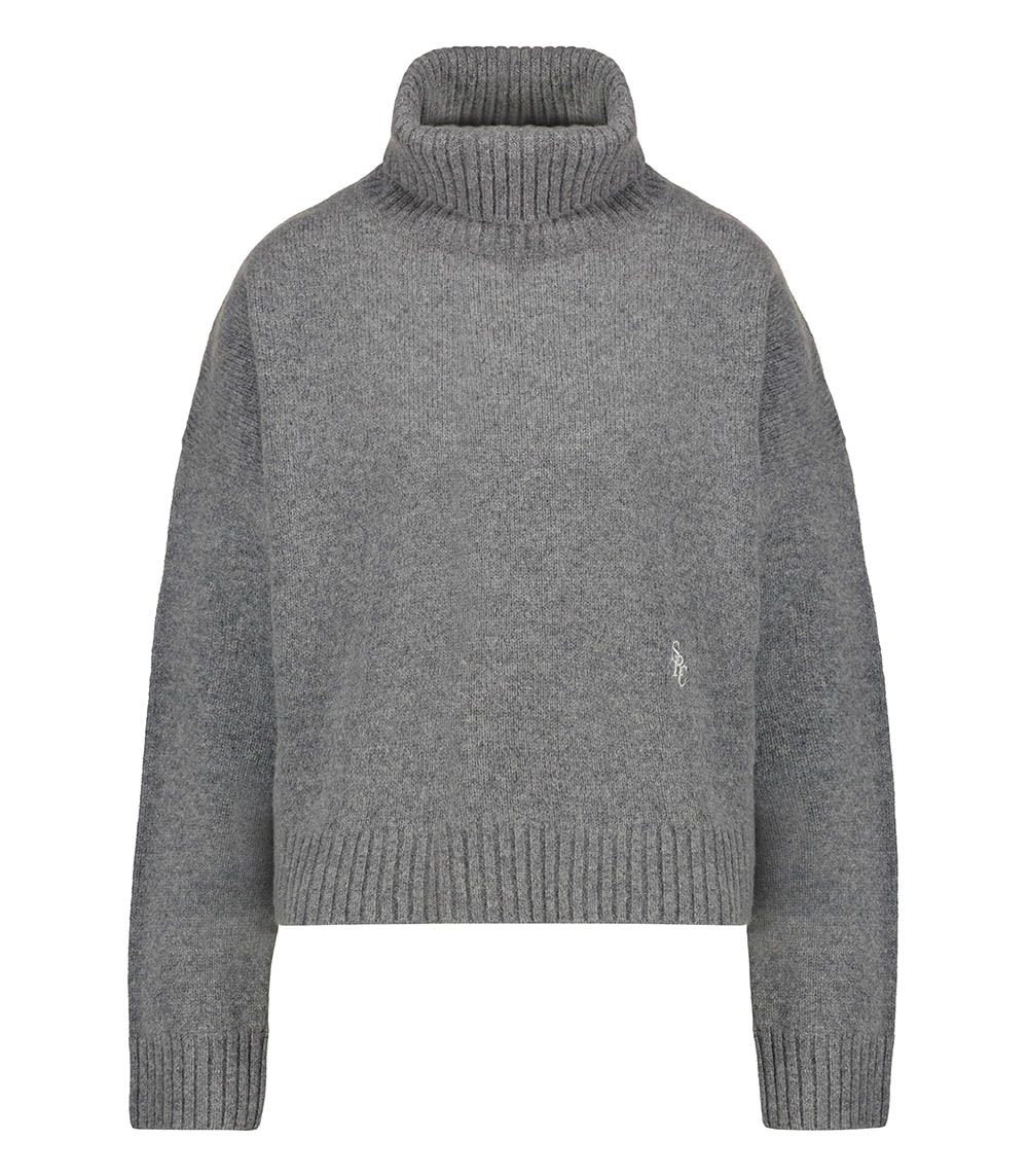 Heather Grey/White Sporty & Rich SRC wool turtleneck sweater