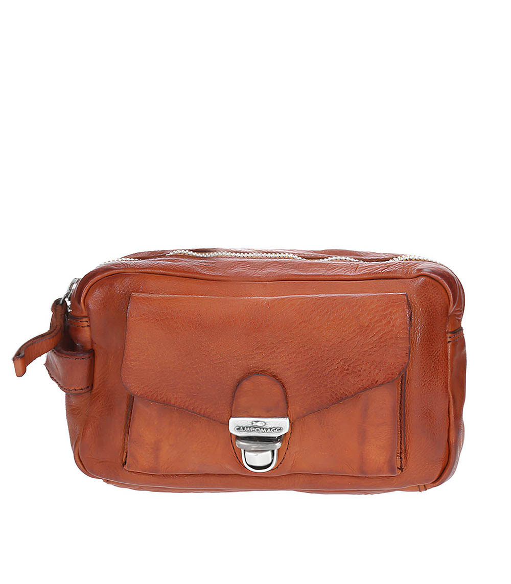 Cognac Leather Toiletry Bag Campomaggi