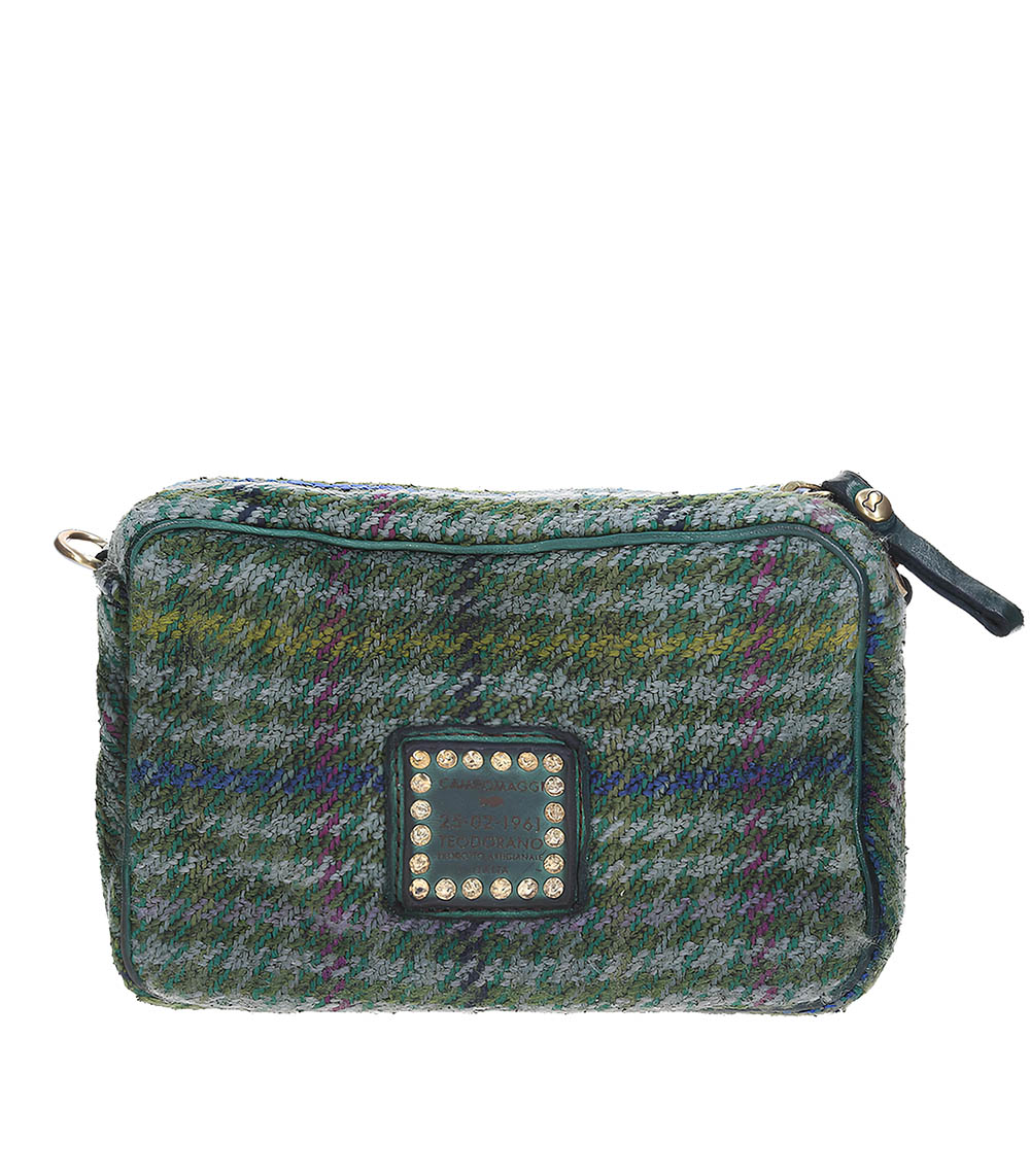 Campomaggi Mini Shoulder Bag in Jacquard and Green Leather