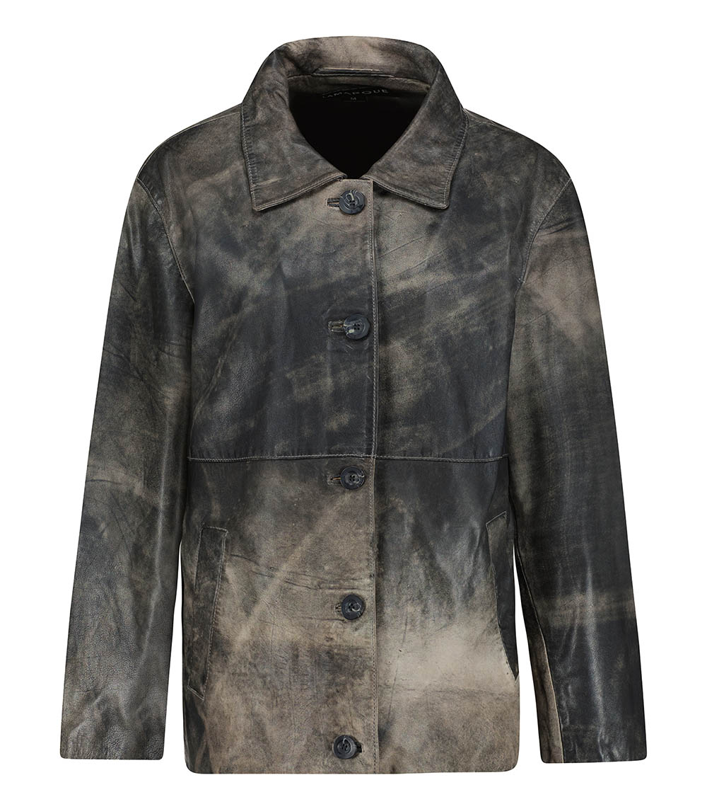 Veste en cuir Presley Fossil Grey  LAMARQUE