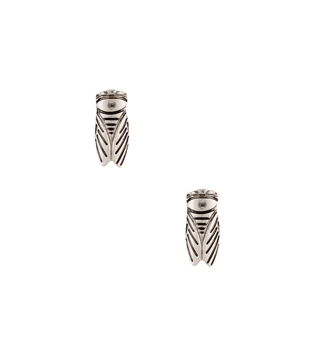 Silver Cicada flea earrings Gas Bijoux