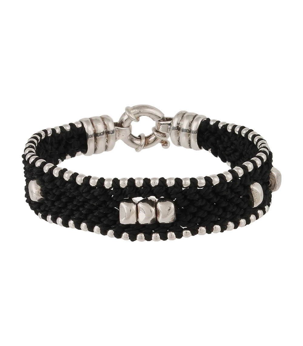 Bracelet homme Colin argenté Noir Gas Bijoux