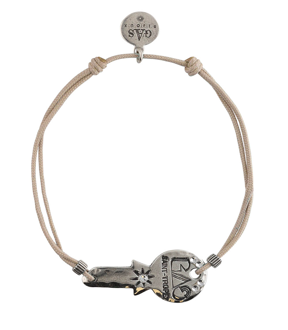 Mini Key Link Bracelet Silver Beige Gas Bijoux