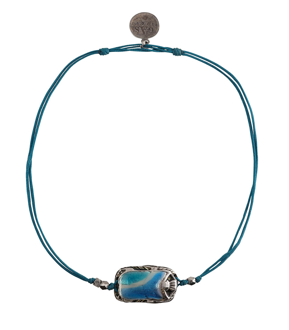 Bracelet Scaramouche Email Argenté Lien Bleu  Gas Bijoux