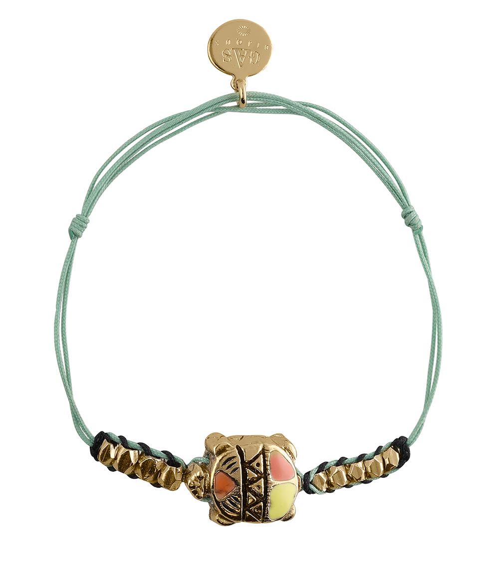 Gold Turtle Bracelet Green Link Gas Bijoux