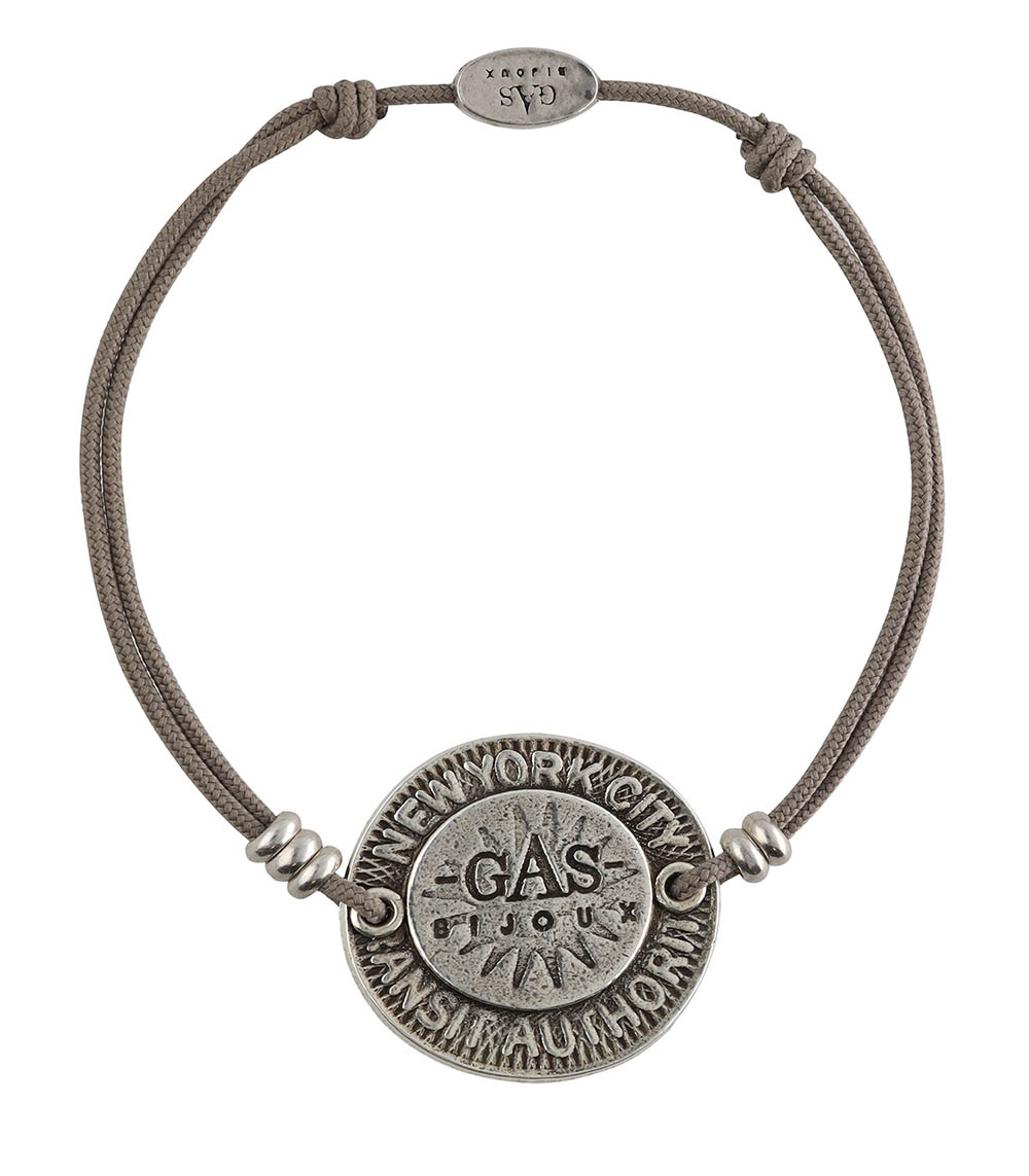 Silver Token Bracelet Taupe Link Gas Bijoux