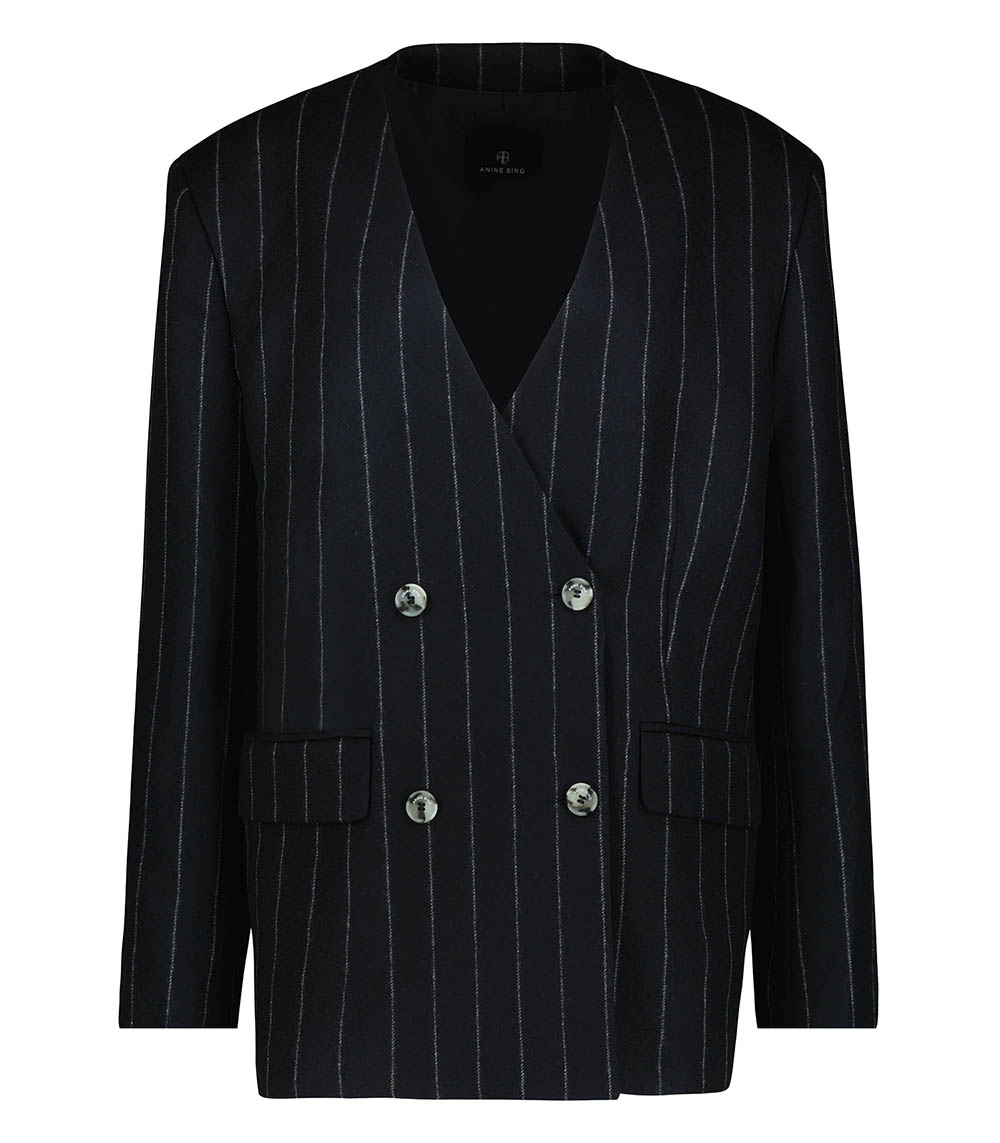 Blazer Maron Dark Grey Pinstripe Anine Bing