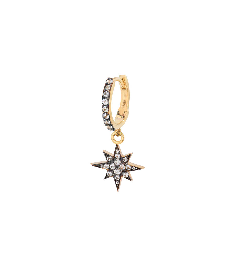 Creole yellow gold Charm Constellation and White Sapphires Feidt Paris