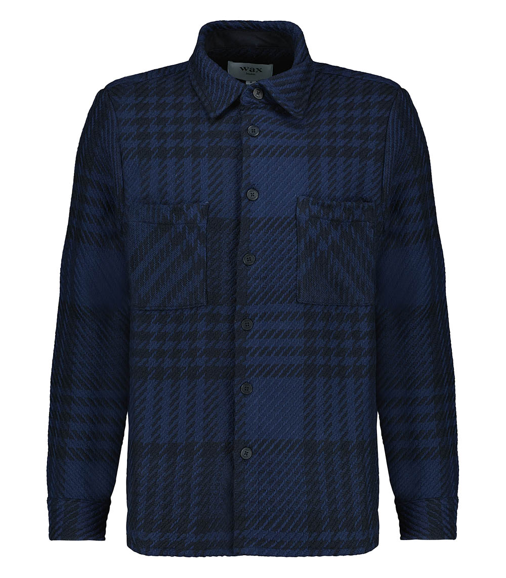 Whiting Lake Black and Blue Overshirt Wax London