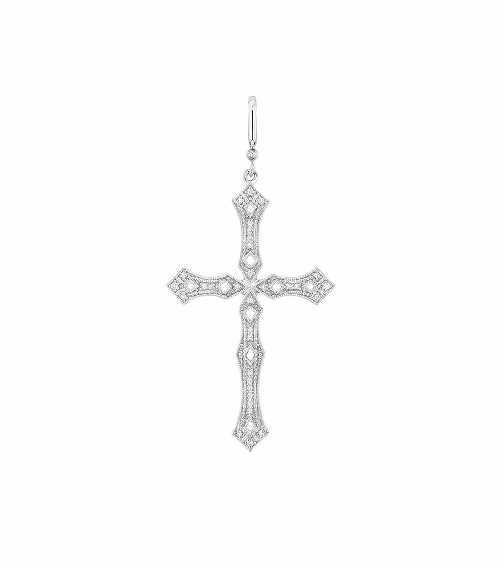 Pendentif Faith Or Blanc et Diamants Stone Paris