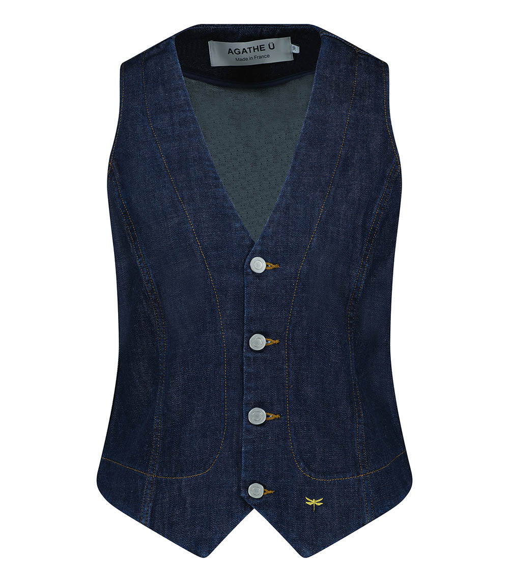 Gilet West Denim Indigo Agathe de la Fontaine