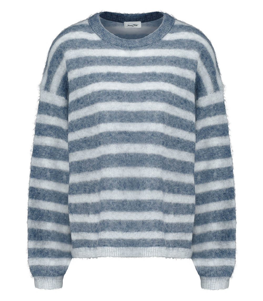 Stripe Crew Neck Sweater Mottled Fleece American Vintage