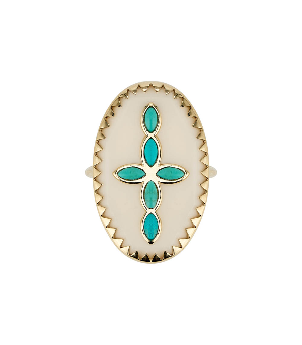Bague Bowie N°3 Blanc et Turquoise x Jane de Boy Pascale Monvoisin