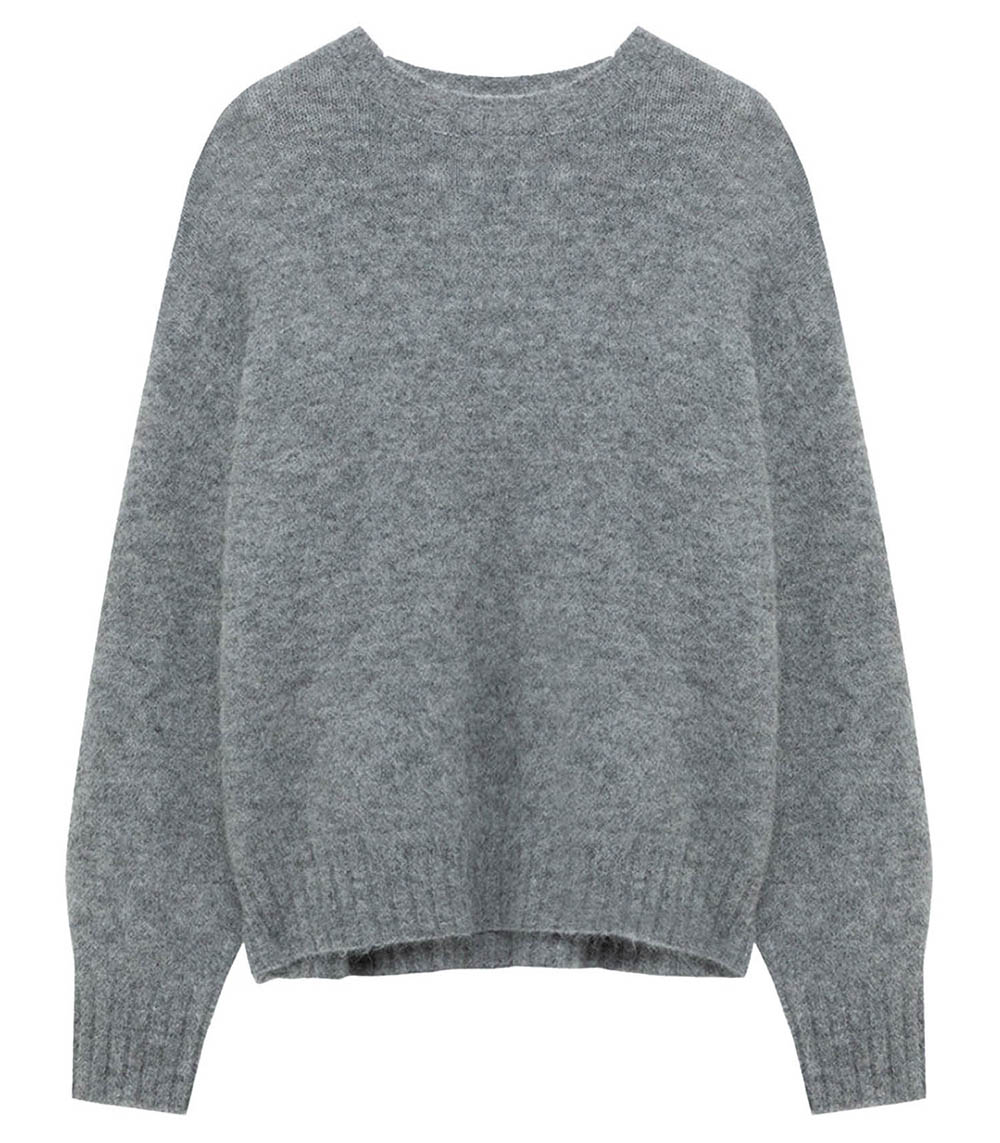 Pull col rond Alpaga gris Amish