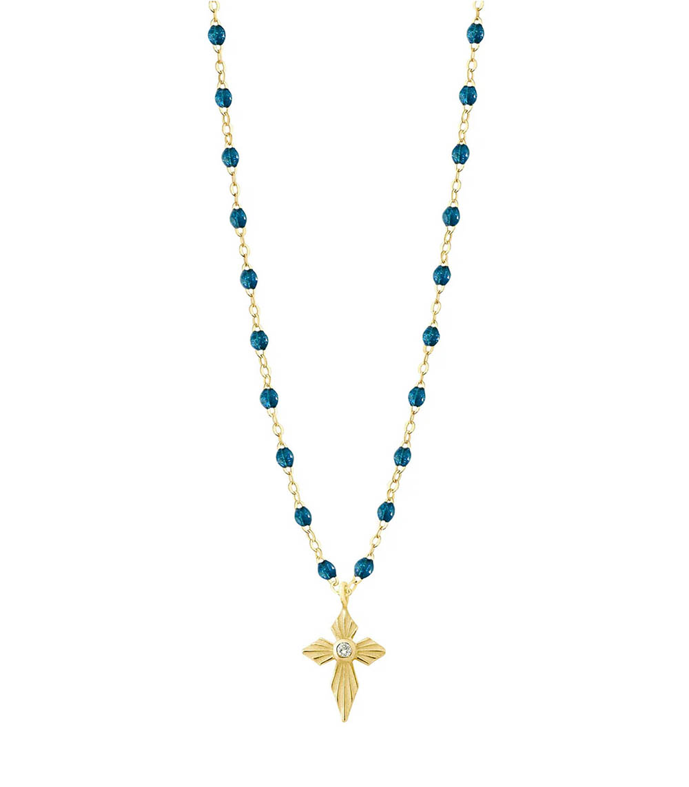 Collier Croix Lumière or rose et diamant Gigi Clozeau