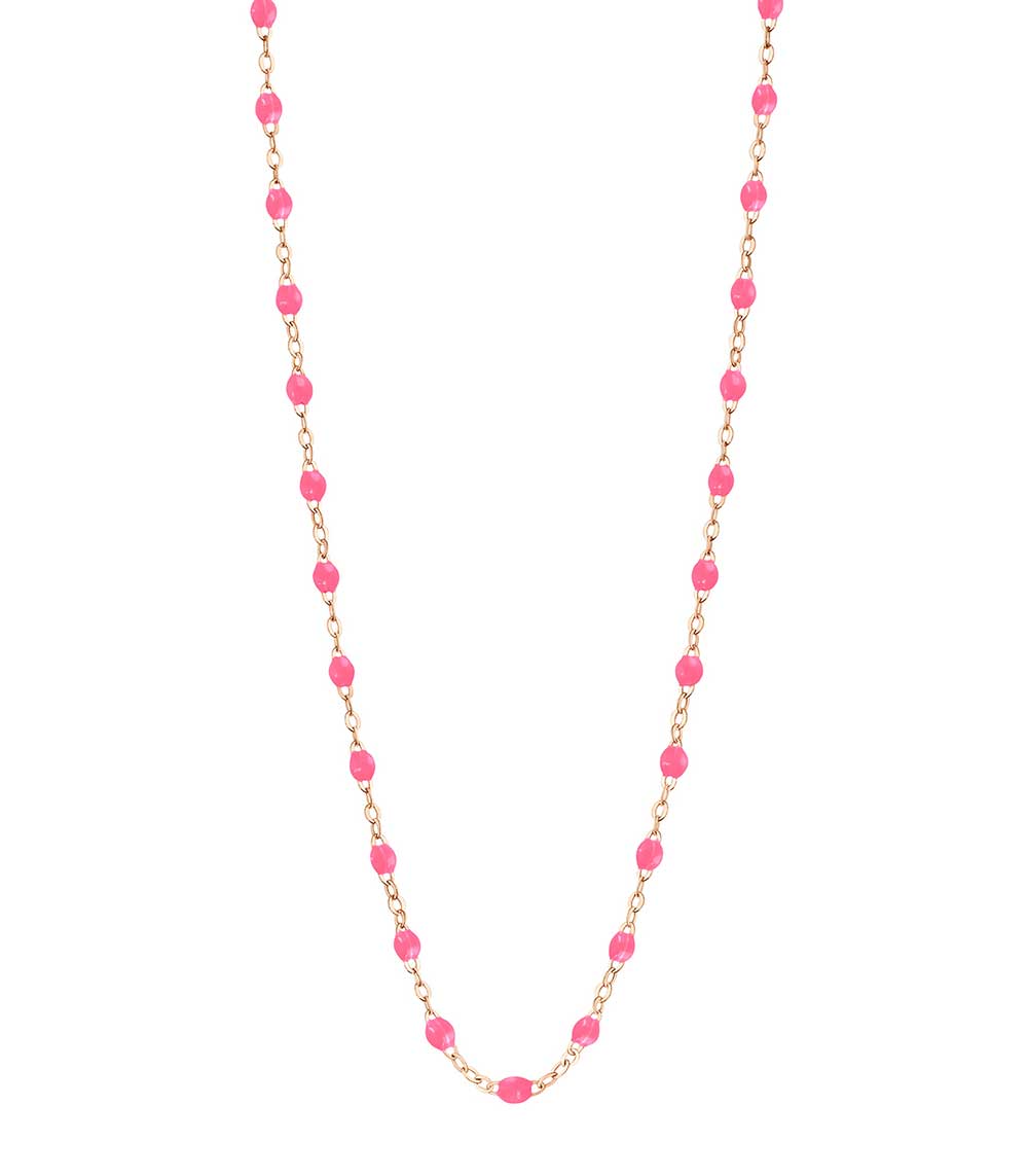 Rose gold necklace with fluorescent resin beads 42 cm Gigi Clozeau