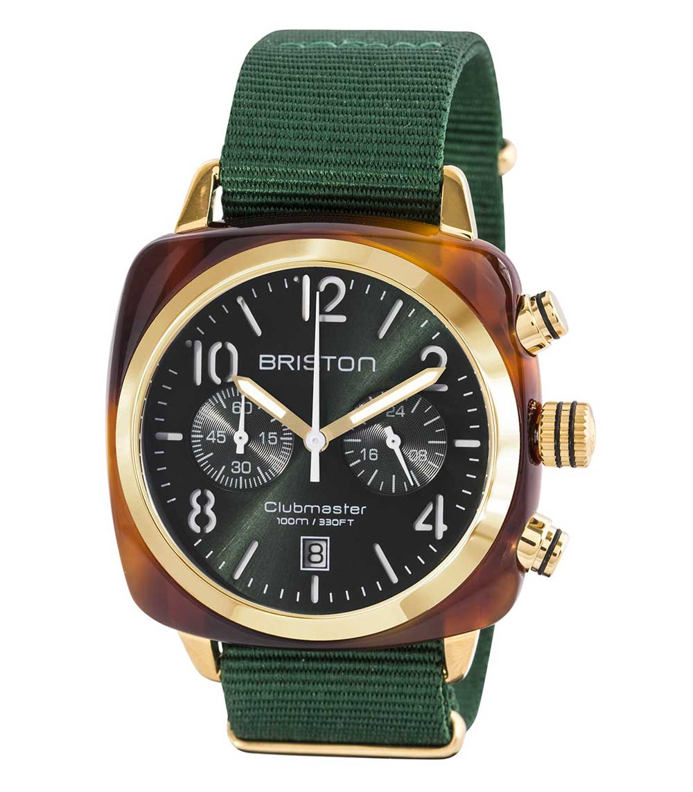 Clubmaster Chronographe Gold - cadran vert anglais soleillé  Briston