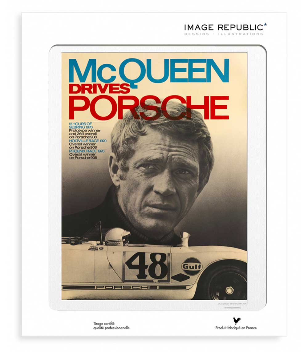 Affiche Steve Mc Queen - Porsche 40 x 50 cm Image Republic