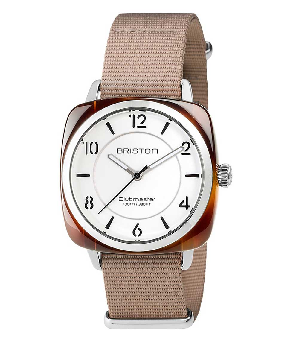 Montre Clubmaster Chic Acétate - HMS écaille de tortue cadran blanc Briston