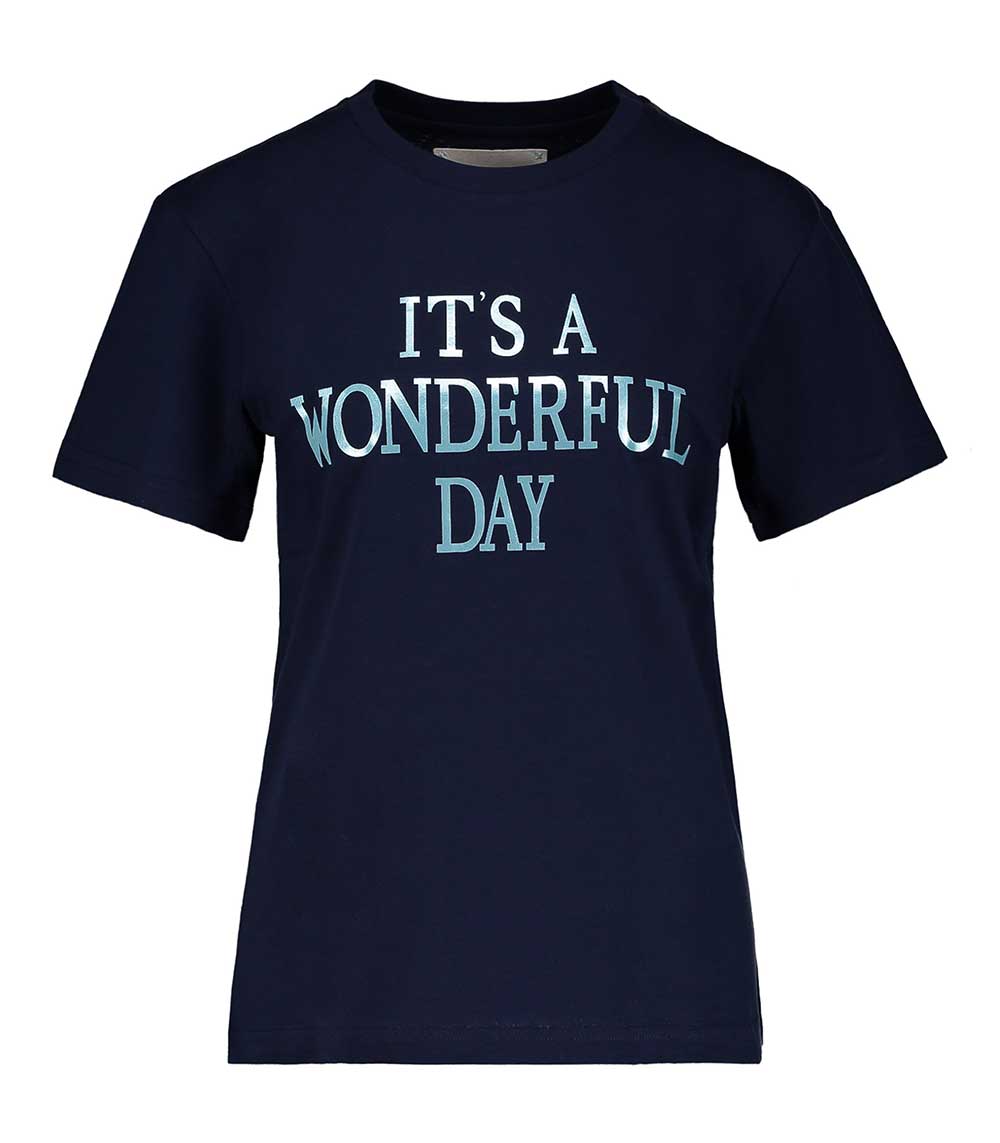 Tee-shirt It's Wonderful Day, navy Alberta Ferretti