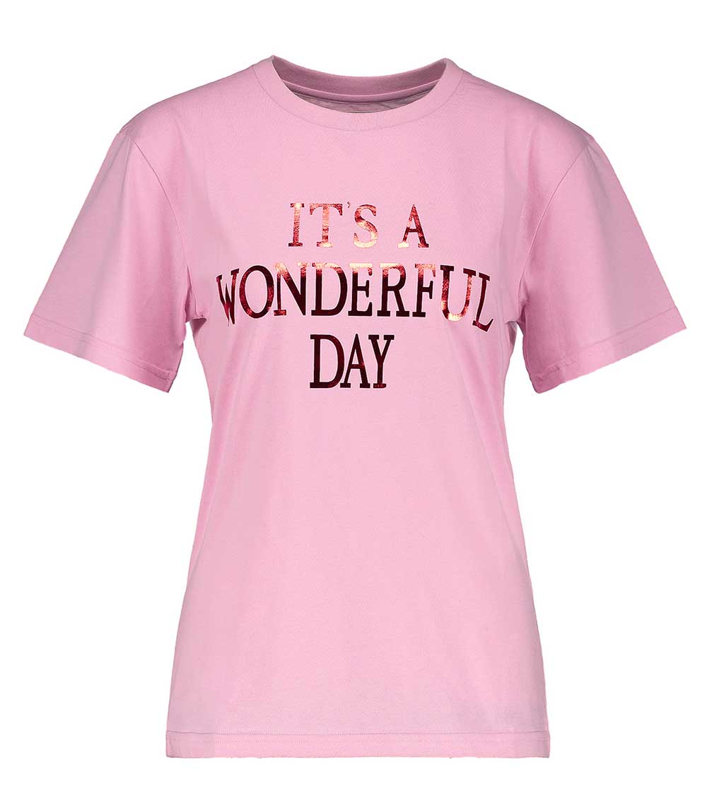 Tee-shirt It's Wonderful Day, rose Alberta Ferretti
