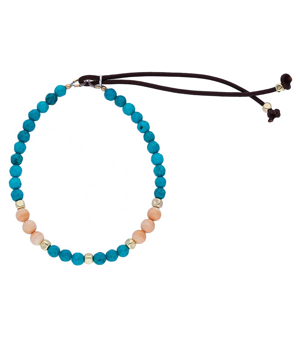 Bracelet opale, turquoises et cubes d'or Catherine Michiels