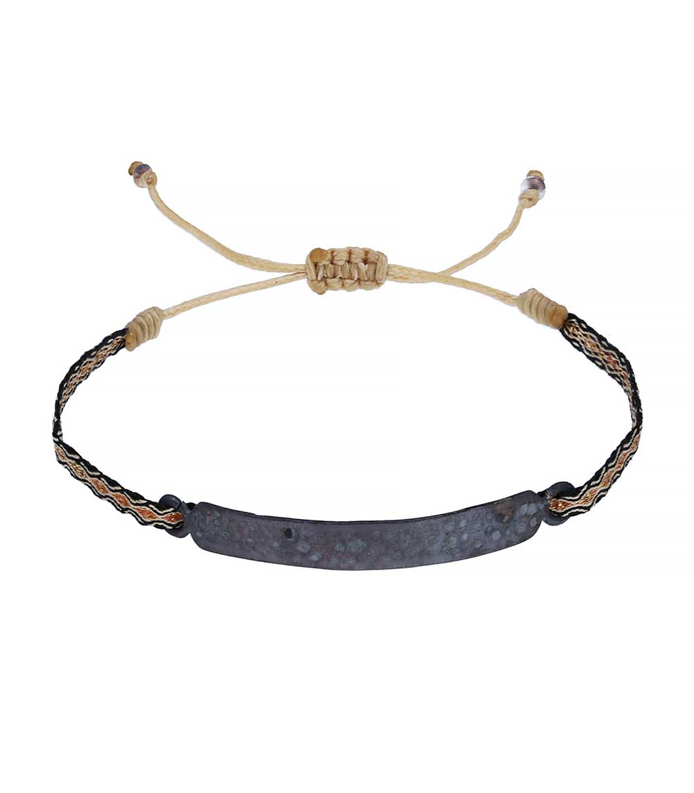 Bracelet à ruban doré et barre en argent Maison Irem