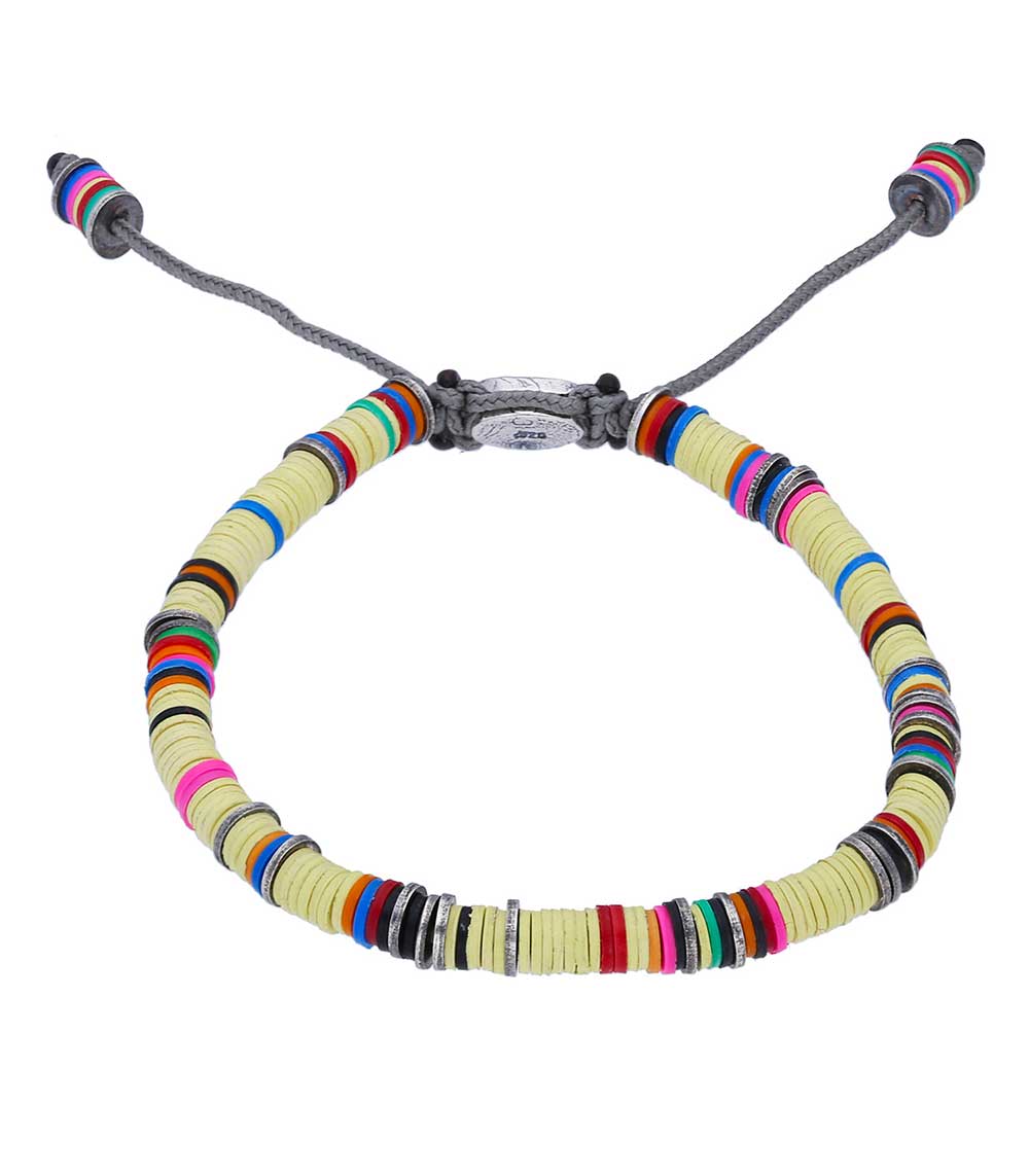 Rainbow bracelet in African beads and silver M.Cohen by Maor
