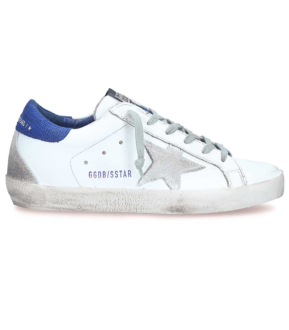 Sneakers Super-Star blanches à détail bleu lézard Golden Goose - Jane de Boy