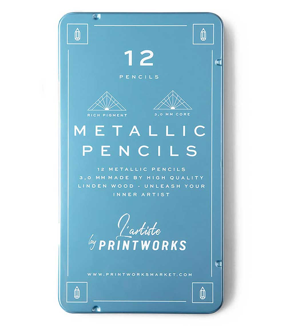 12 crayons de couleur métalliques Printworks