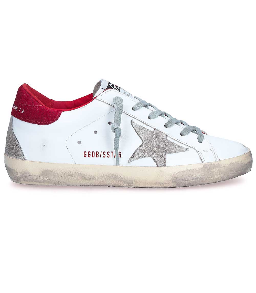 superstar sneakers in leather with star and heel tab in suede