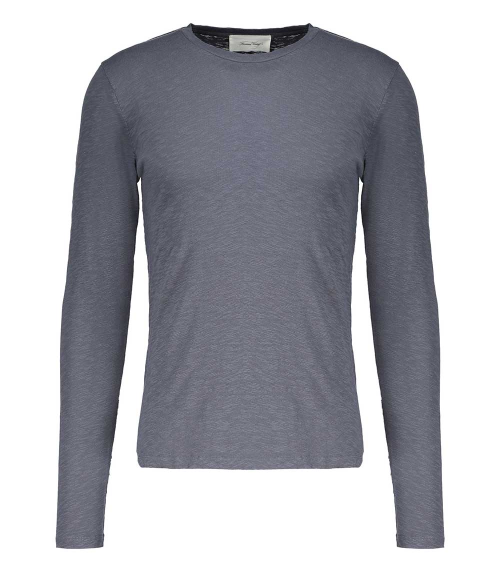 Bysapick men's long sleeve round neck t-shirt American Vintage