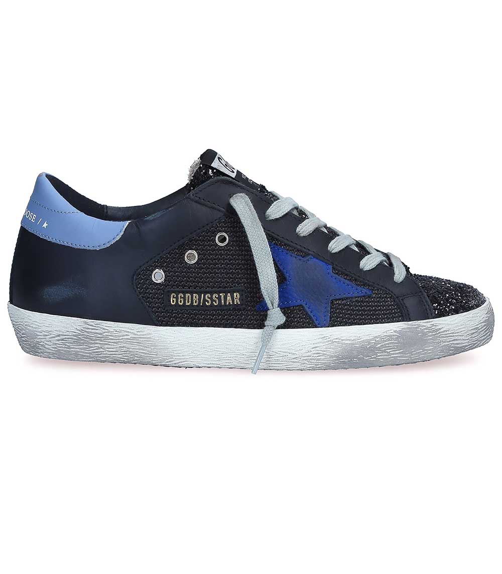 Sneakers Superstar Black Mesh Glitter Toe Golden Goose - Jane de Boy