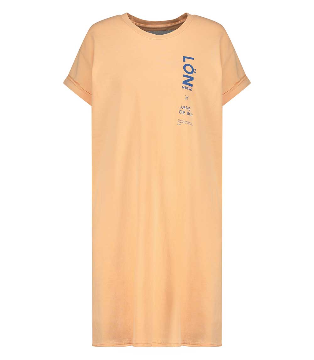 Robe tee-shirt Abby orange x Jane de Boy Margaux Lonnberg