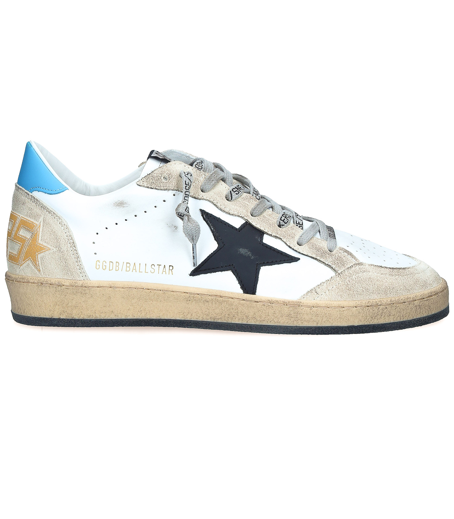 Baskets Ball-Star homme Cuir Blanc Patch Bleu Golden Goose - Jane de Boy