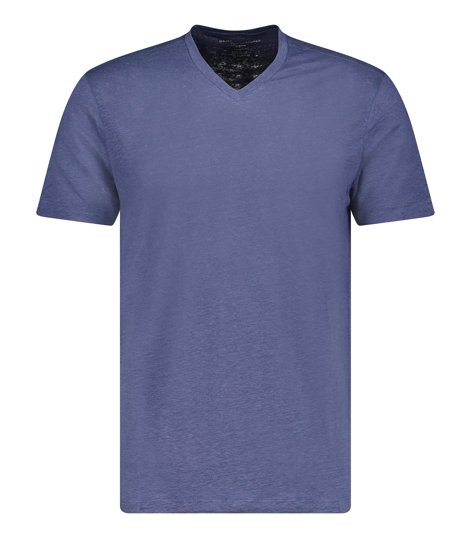 Tee-shirt Homme Col V Manches Courtes Lin Venice Blue Majestic
