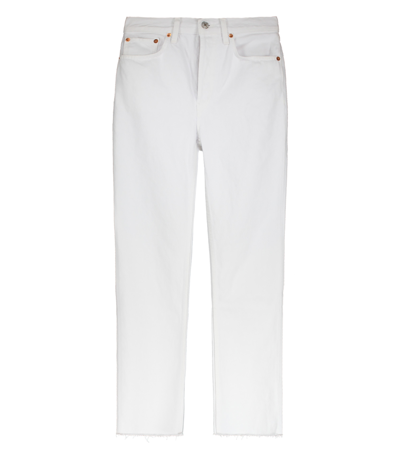 jean blanc taille haute droit