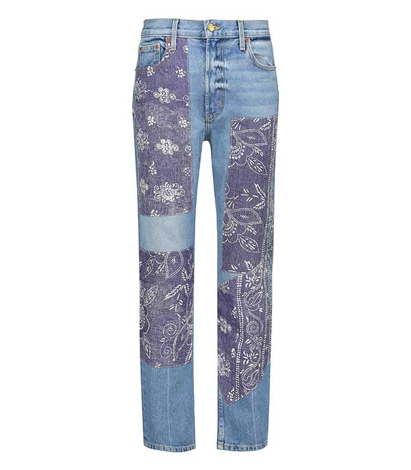 Jean straight All-Over Floral Patchwork B Sides