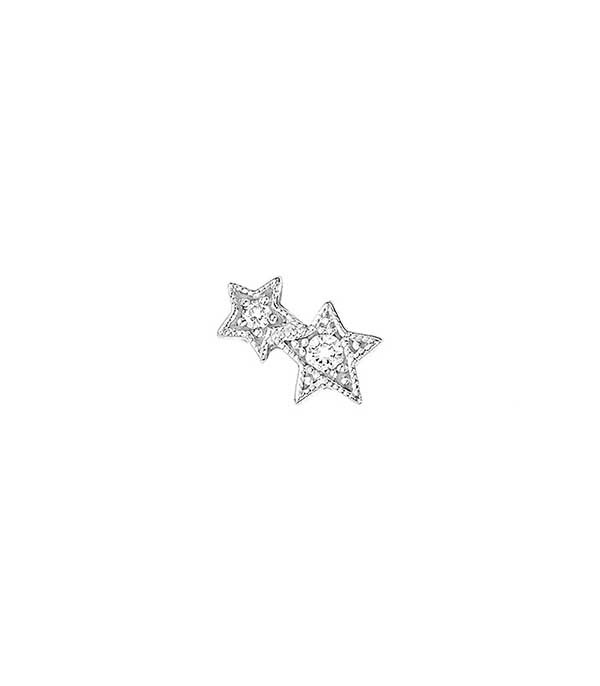 Boucle d'oreille Stardust or blanc et diamants Stone Paris