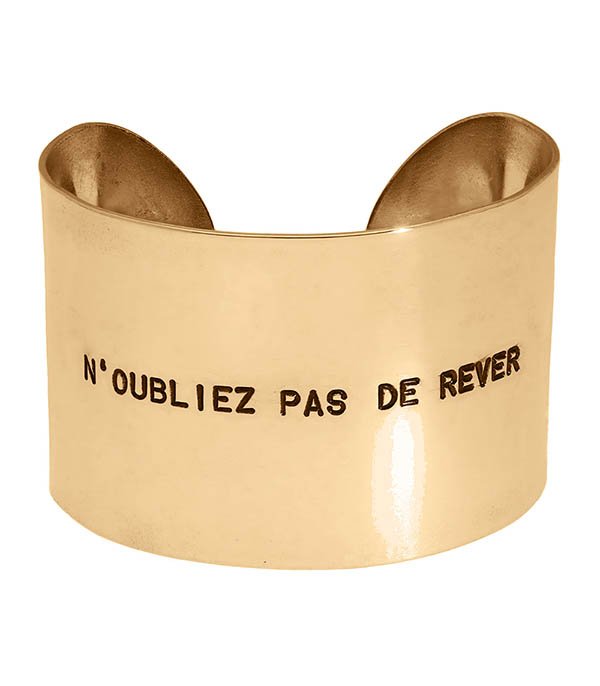 N'oubliez Pas de Rêver engraved brass cuff Atelier 7|12